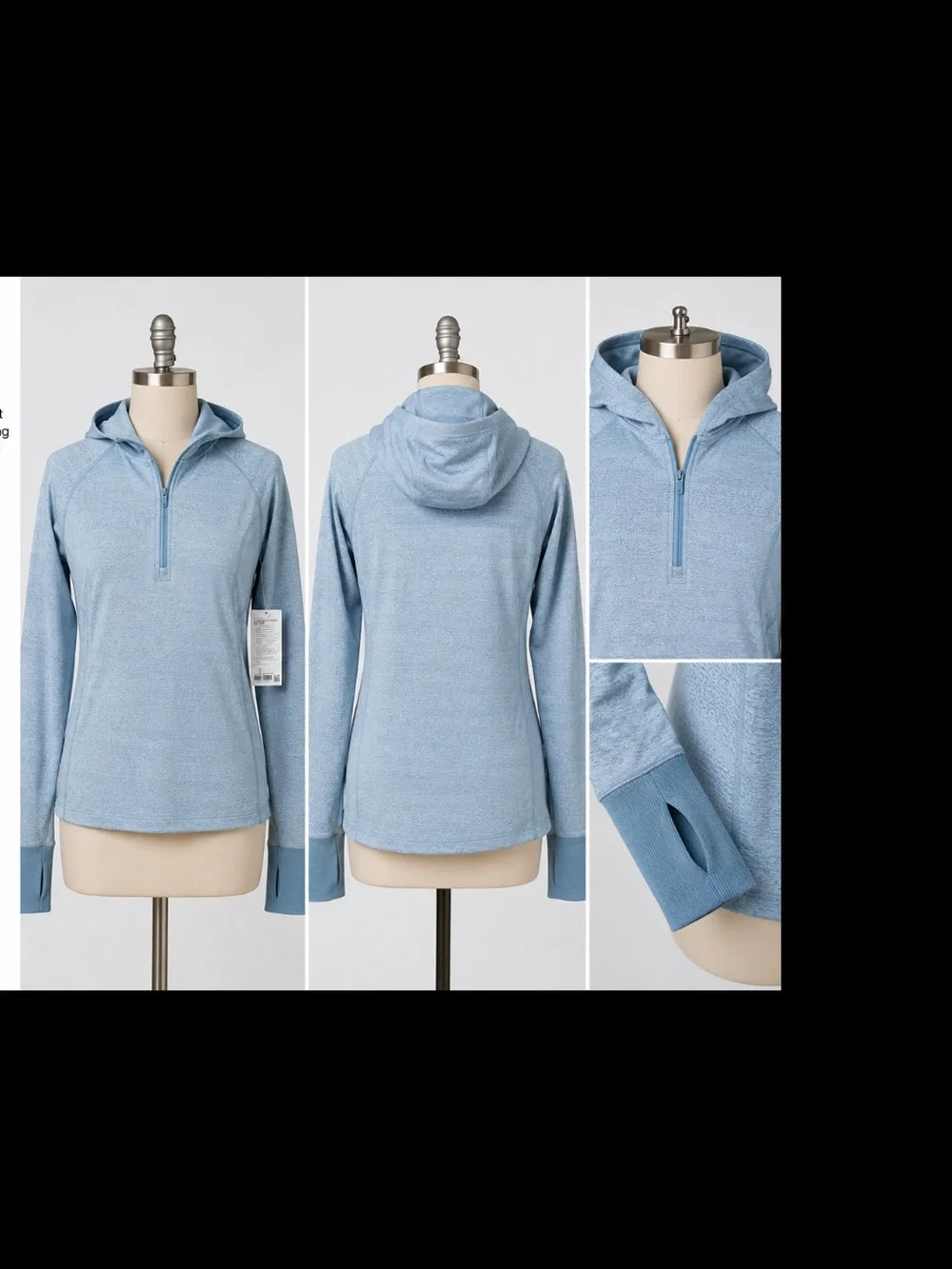 lululemon athletica Light Blue Hooded Quarter-Zip Sweater